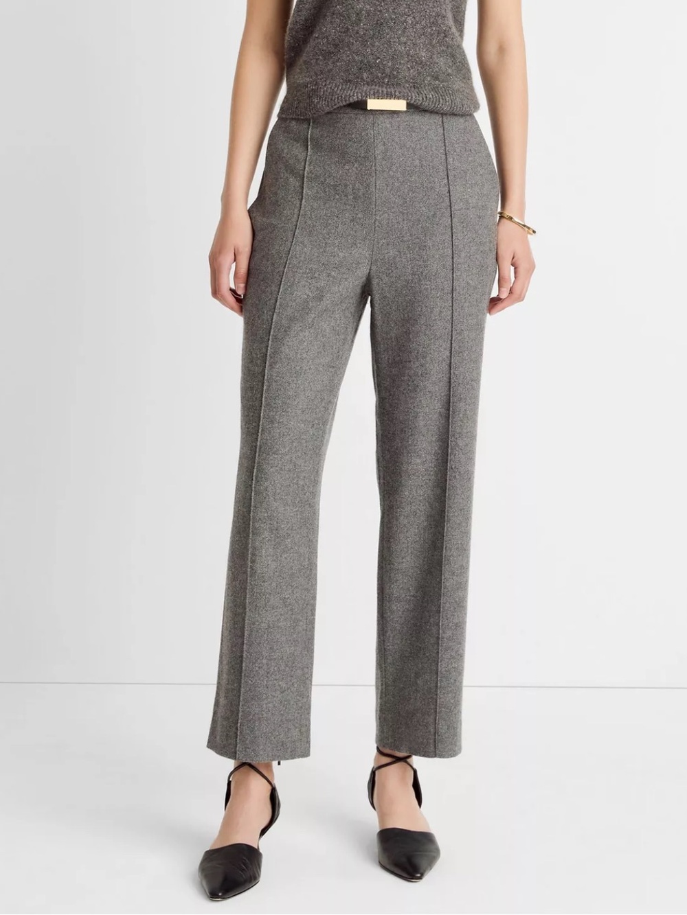 Vince Italian Wool Blend Easy Pull-On Pants Grey M